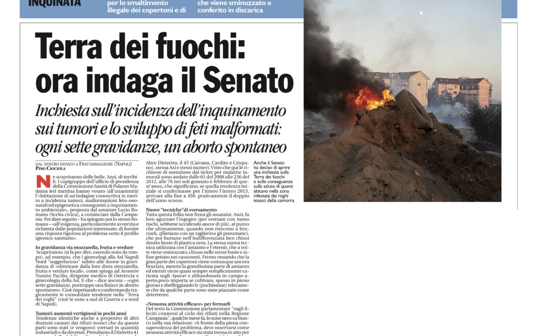 Avvenire 01.6.2013 | Terra dei fuochi: ora indaga il Senato