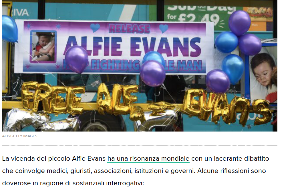 Huffington Post 26.04.2018 | Alfie: curare ma non anticipare la morte