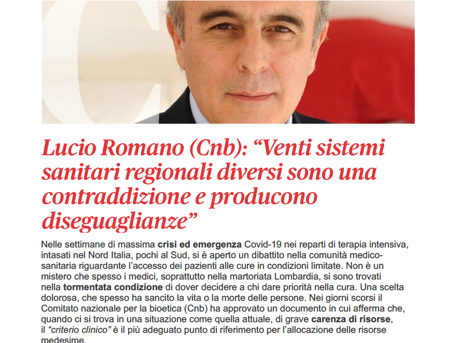Il Crivello 19.4.2020 | Venti sistemi sanitari regionali diversi sono una contraddizione e producono diseguaglianze