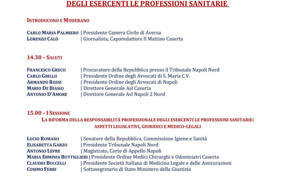 Aversa 12.5.2017 | La nuova legge sulla responsabilità medica