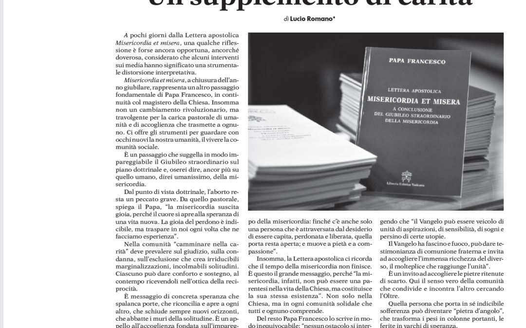 Nuova Stagione 25.12.2016 | Un supplemento di carità. Lettera apostolica “Misericordia et misera”