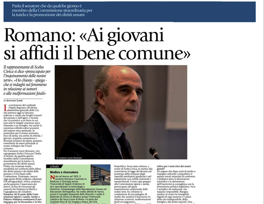 L’eco di Caserta 24.5.2013 | Romano: “Ai giovani si affidi il bene comune”