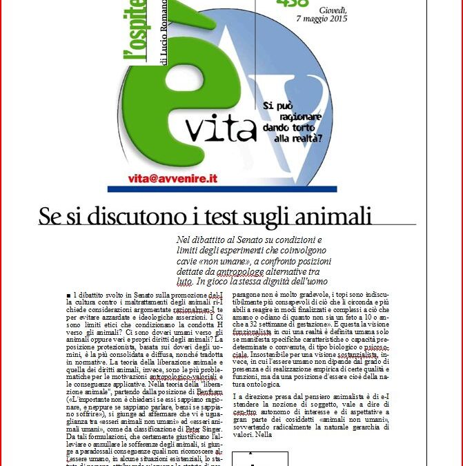 Avvenire 07.05.2015 | Se si discutono i test sugli animali