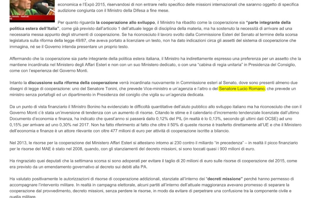 La Repubblica 20.5.2013 | Quale cooperazione nell’era Bonino?