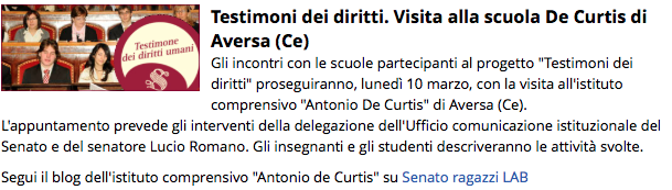 Aversa 10.3.2014 | Testimoni dei diritti. Visita Scuola “A. De Curtis”
