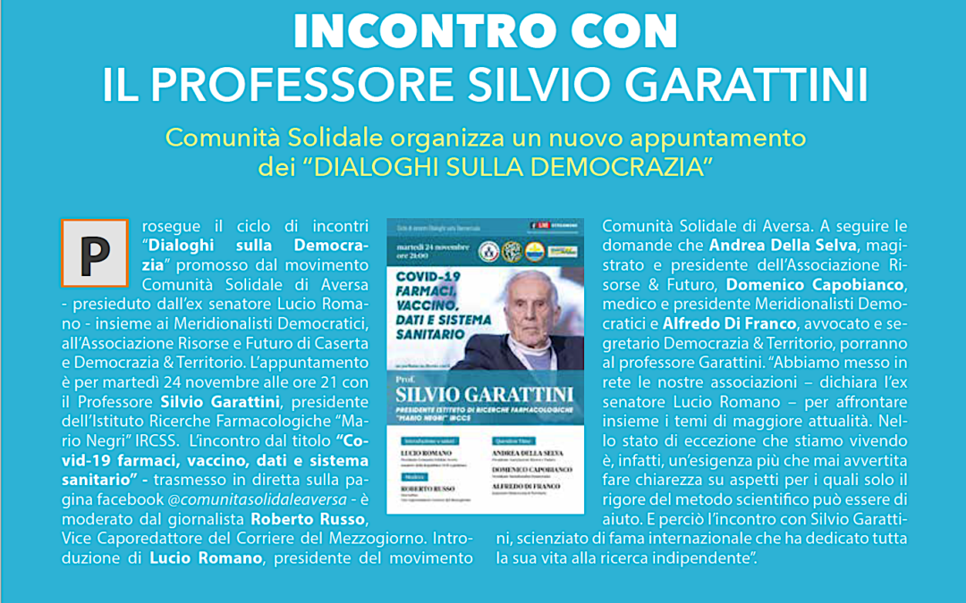 Comunicato Stampa 24.11.2020 | Webinar con il Prof. Silvio Garattini su Covid-19, terapie e vaccini