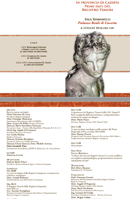 Caserta 6.07.2016 | Patologie oncologiche in provincia di Caserta – Primi dati del registro tumori