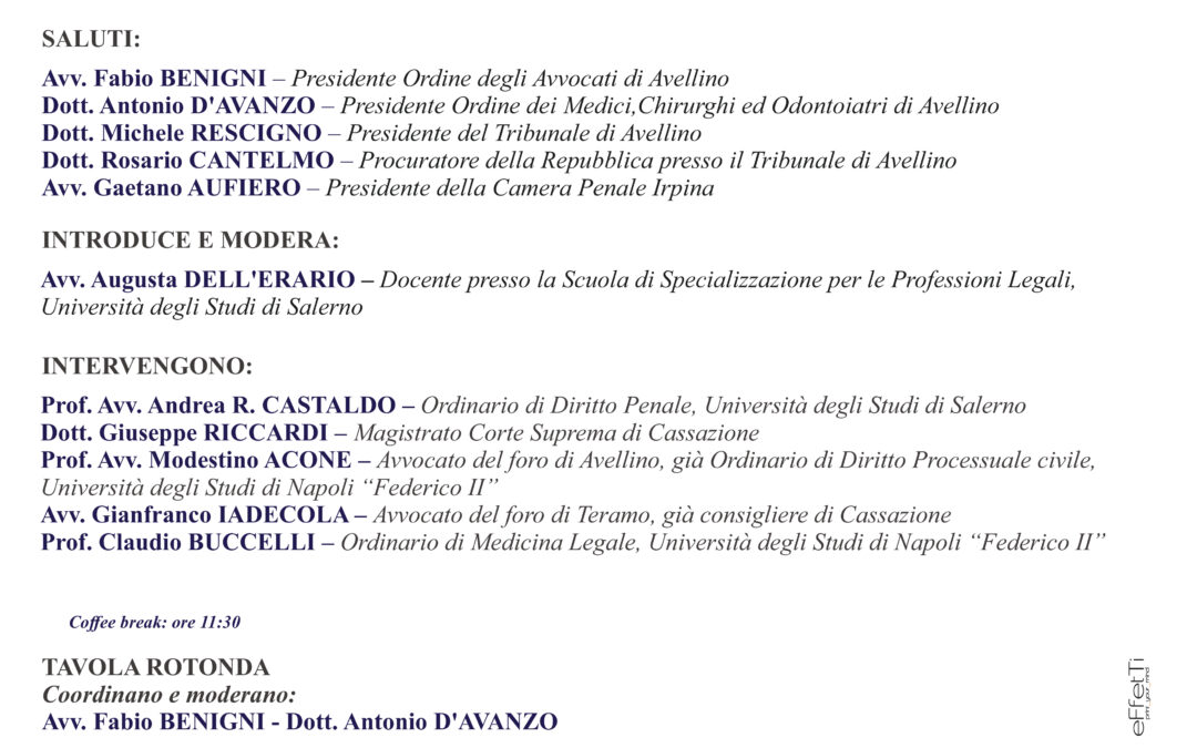 Avellino 28.5.2016 | Tutela della salute e responsabilità medica