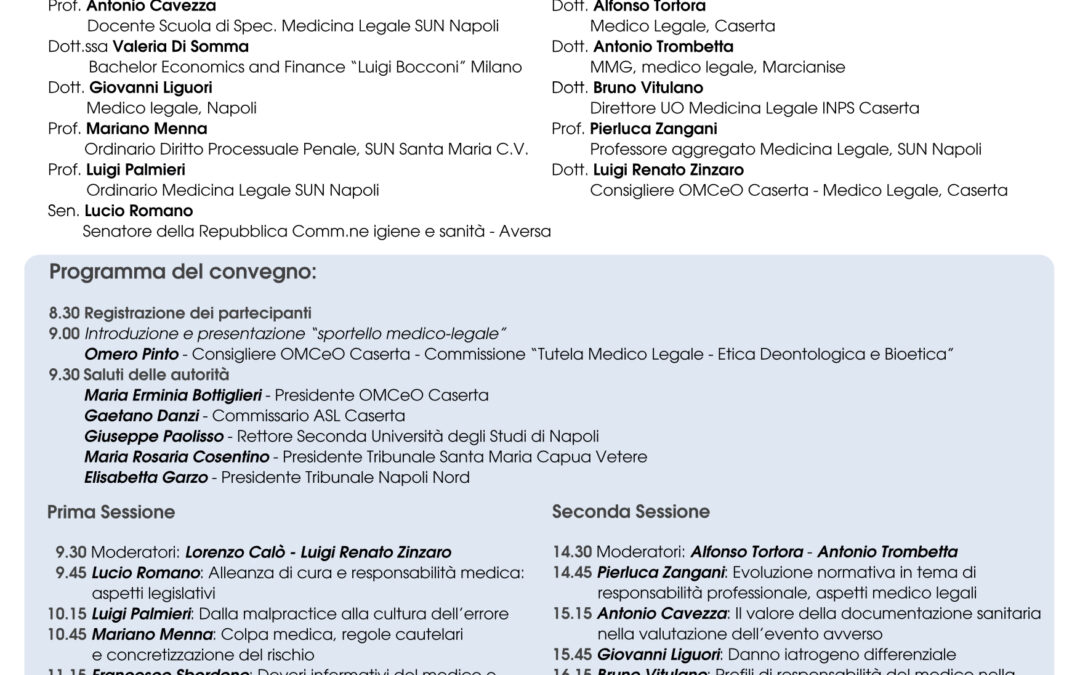 Caserta 23.1.2016 | Responsabilità professionale medica e rischio clinico. Quale futuro?