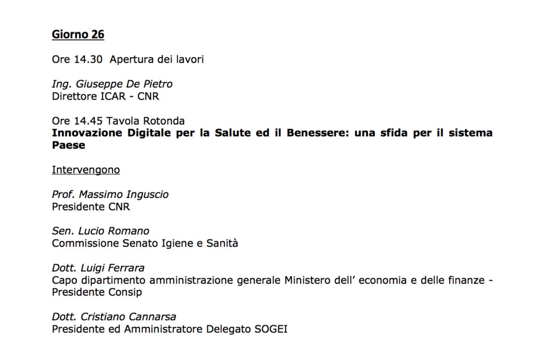 Sorrento 26.4.2016 | Innovazione digitale per la salute ed il benessere