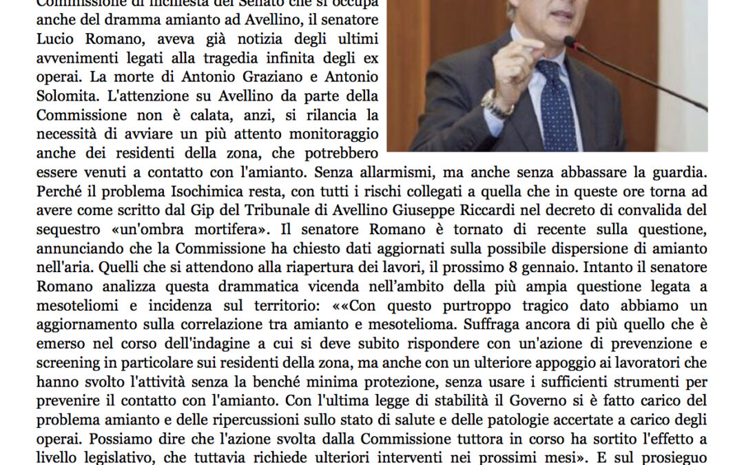 Corriere dell’Irpinia 5.1.2015 | Screening anche sui residenti