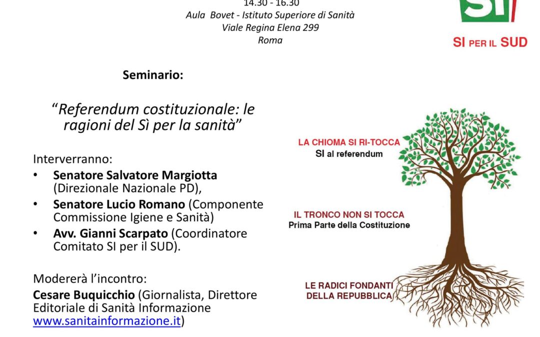Comunicato Stampa 24.11.2016 | Referendum. Lucio Romano: Anche per la sanità un Sì convinto
