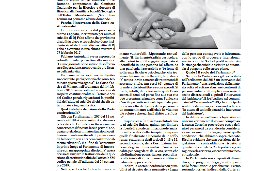 Nuova Stagione 20.10.2019 | Il suicidio assistito tra Corte Costituzionale e Parlamento