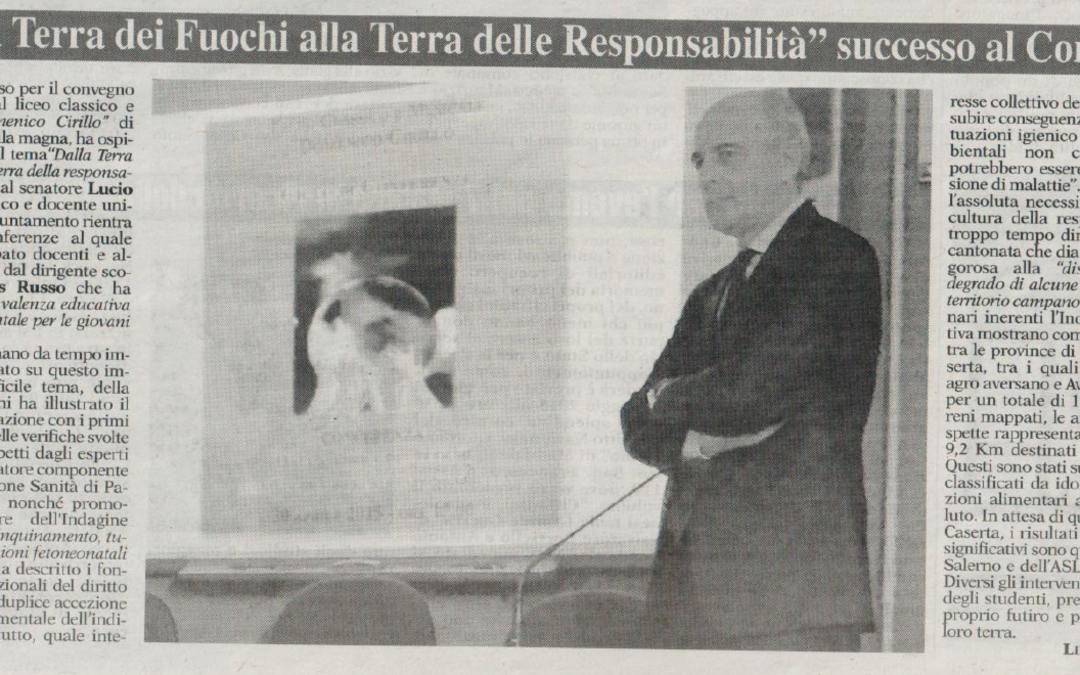 Gazzetta di Caserta 3.5.2015 | Dalla Terra dei Fuochi alla Terra della Responsabilità. Successo al convegno.