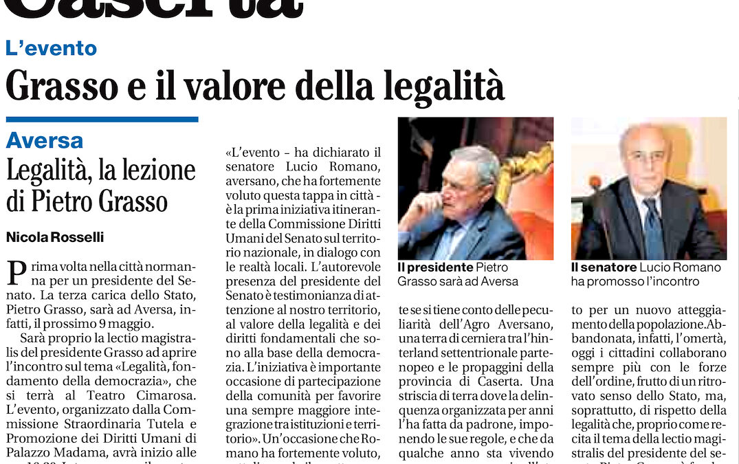 Il Mattino 1.5.2014 | Grasso e il valore della legalità