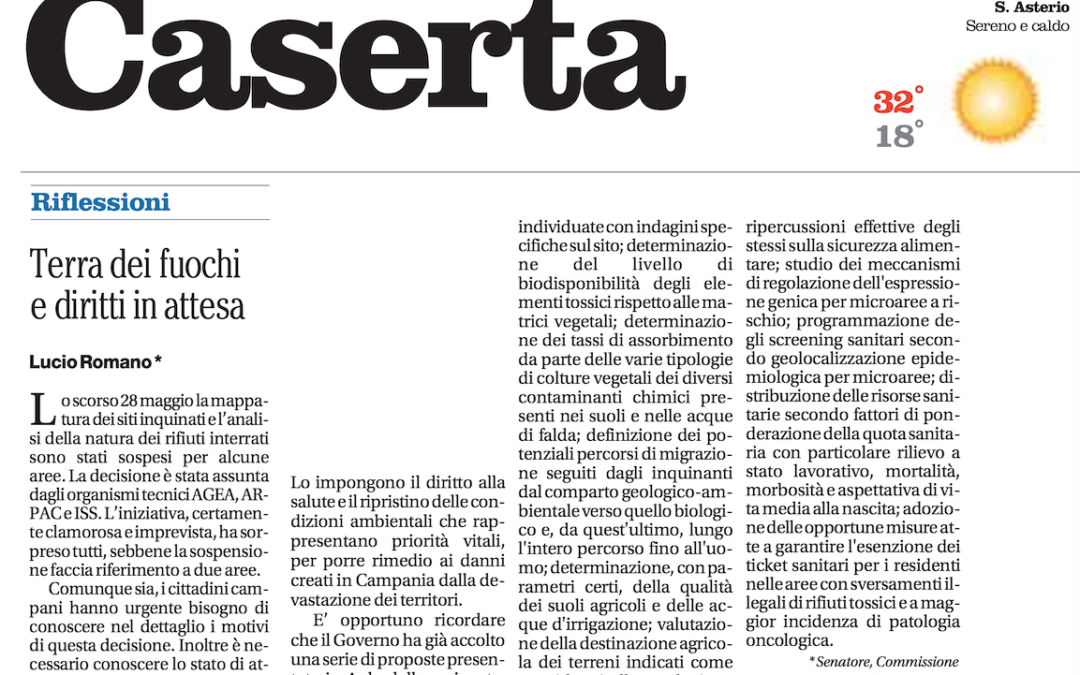 Il Mattino 10.6.2014 | Terra dei fuochi e diritti in attesa