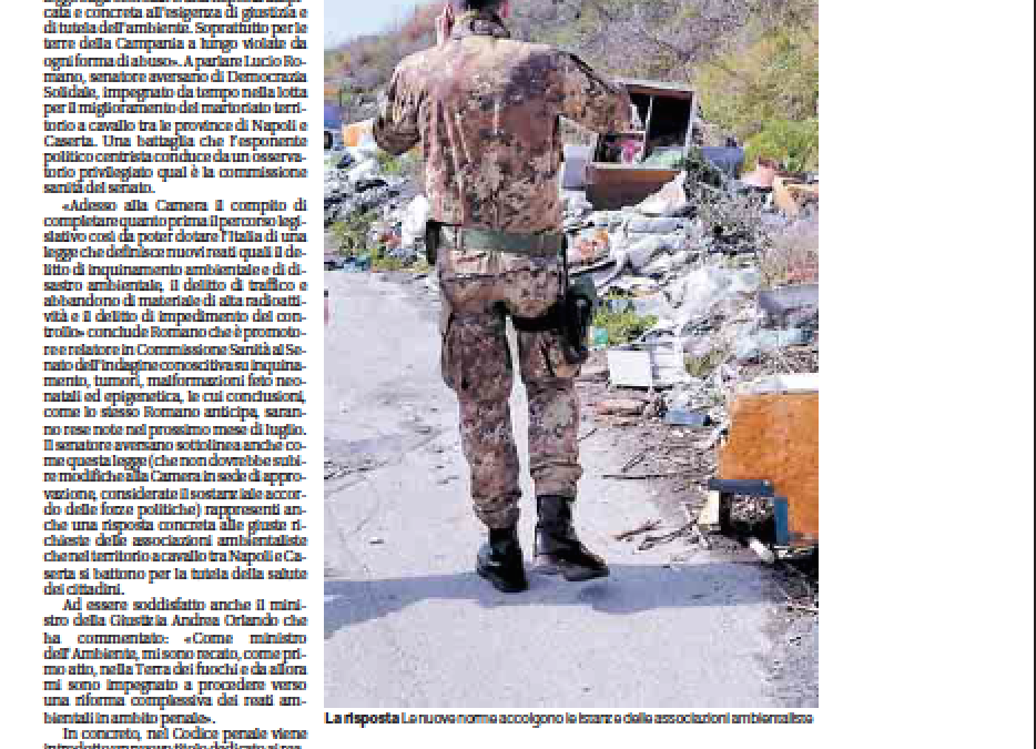 Il Mattino 10.3.2015 | Veleni, arrivano gli ecoreati