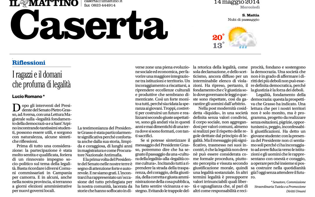 Il Mattino 14.5.2014 | I ragazzi e il domani che profuma di legalità