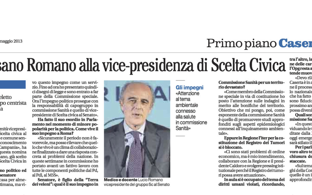 Il Mattino 15.5.2013 | L’aversano Romano alla vice-presidenza di Scelta Civica