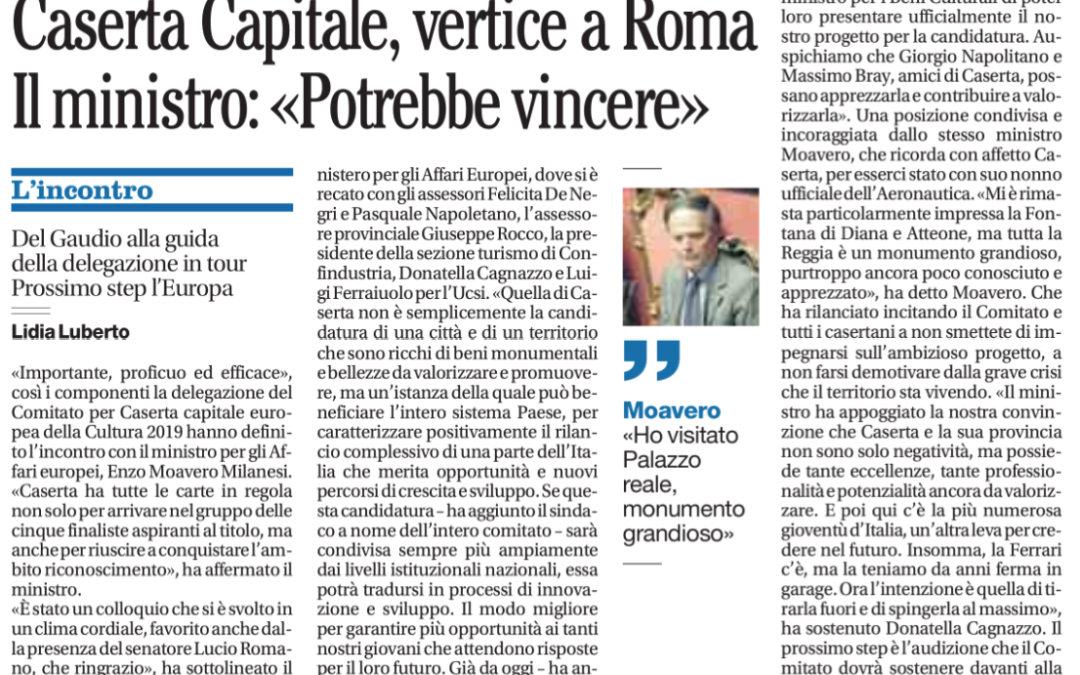 Il Mattino 17.10.2013 | Caserta capitale della cultura, vertice a Roma