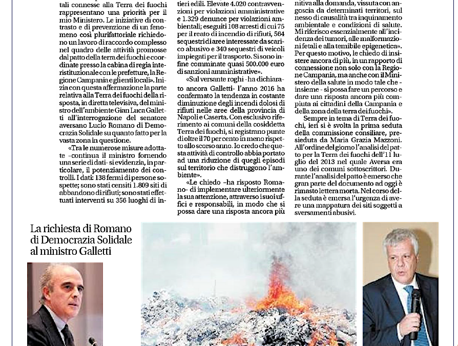 Il Mattino 21.1.2017 | Roghi, uno studio sui danni alla salute