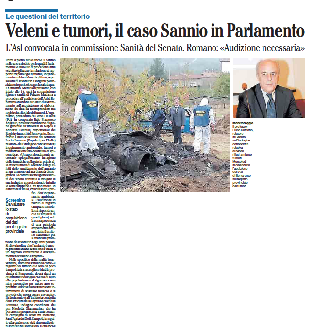 Il Mattino 23.11.2014 | Veleni e tumori, il caso Sannio in Parlamento