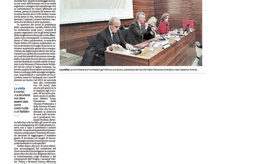 Il Mattino 23.2.2016 | Un patto per fermare gli infortuni sul lavoro