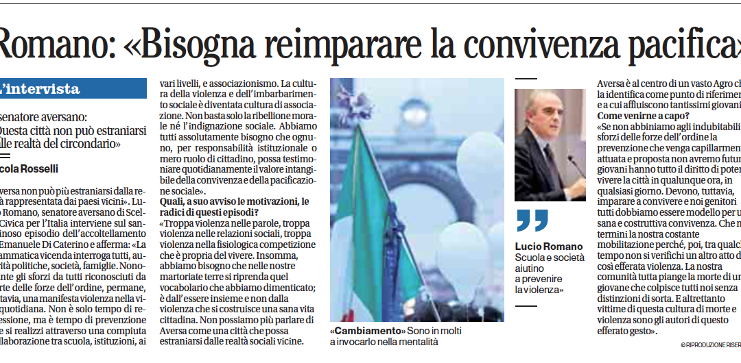 Il Mattino 10.4.2013 | Romano: “Bisogna reimparare la convivenza pacifica”