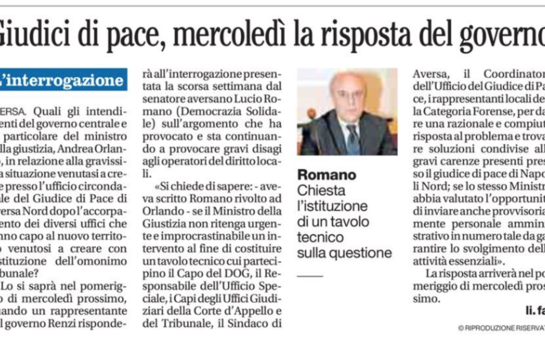 Il Mattino 18.4.2015 | “Giudici di Pace, mercoledì la risposta del Governo”