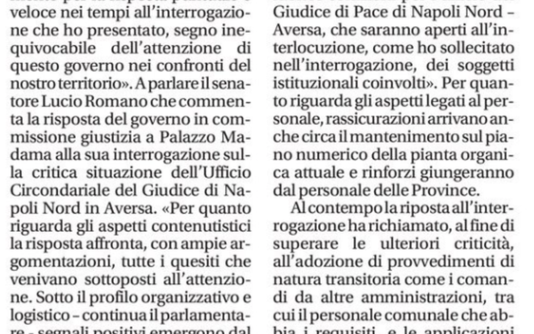 Il Mattino 23.4.2015 | Giudice di pace, impegno del Governo