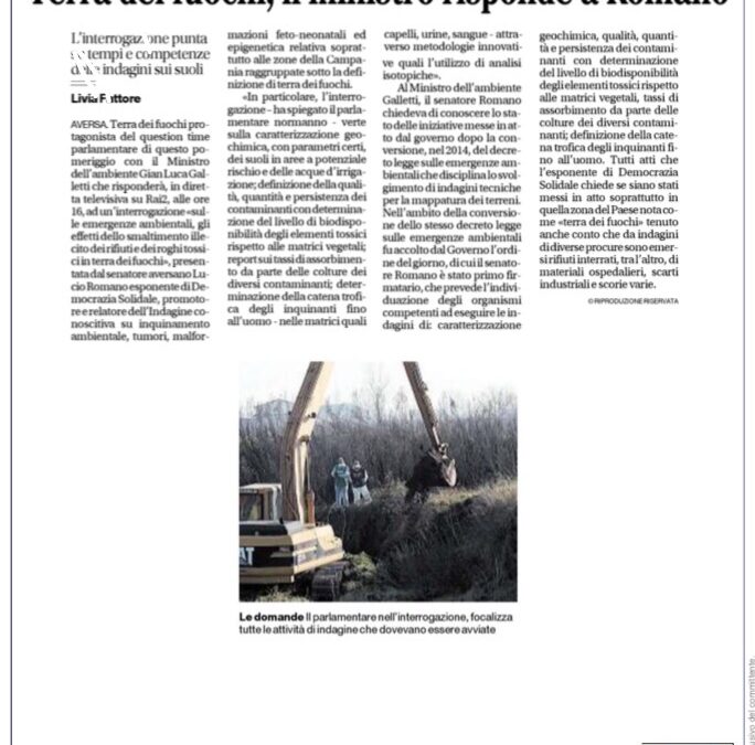 Il Mattino 19.01.2017 | Terra dei fuochi, il ministro risponde a Romano