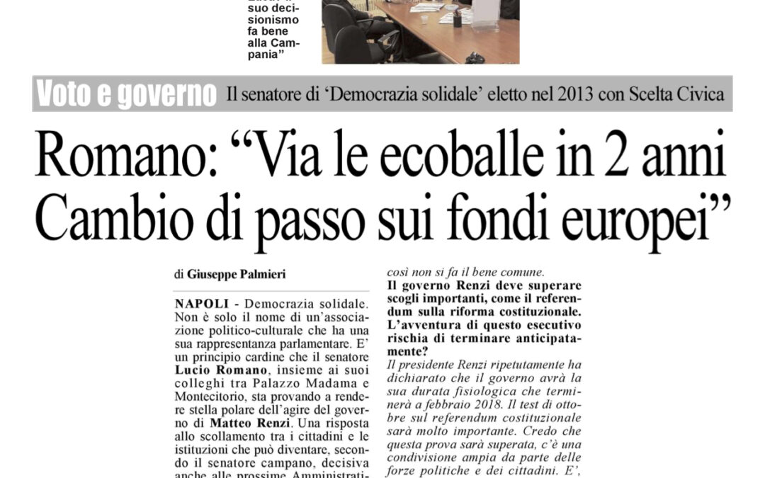 Cronache di Caserta 26.4.2016 | Via le ecoballe in 2 anni. Cambio di passo sui fondi europei
