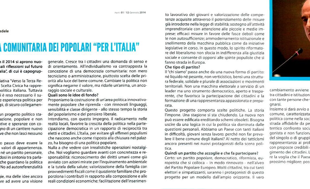 Osservatorio Cittadino 12.1.2014 | La democrazia comunitaria dei popolari “Per l’Italia”