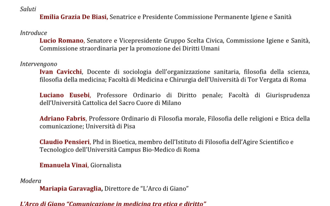 Roma 30.10.2013 | Comunicazione in medicina tra etica e diritto