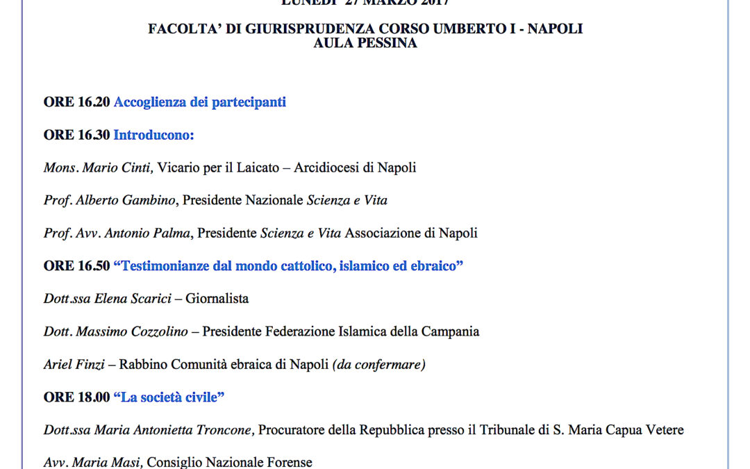 Napoli 27.03.2017 | La donna tra fedi religiose e valori civili