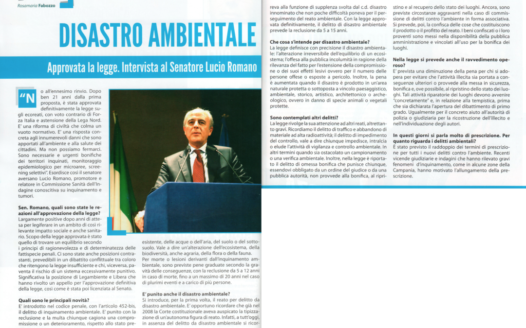 Osservatorio Cittadino 24.5.2015 | Disastro ambientale. Approvata la legge.
