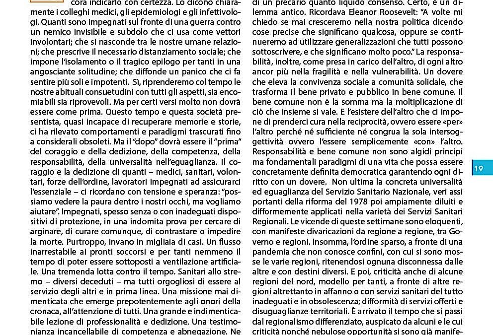 Osservatorio Cittadino 5.4.2020 | Coronavirus: ma il dopo dovrà essere il tempo …