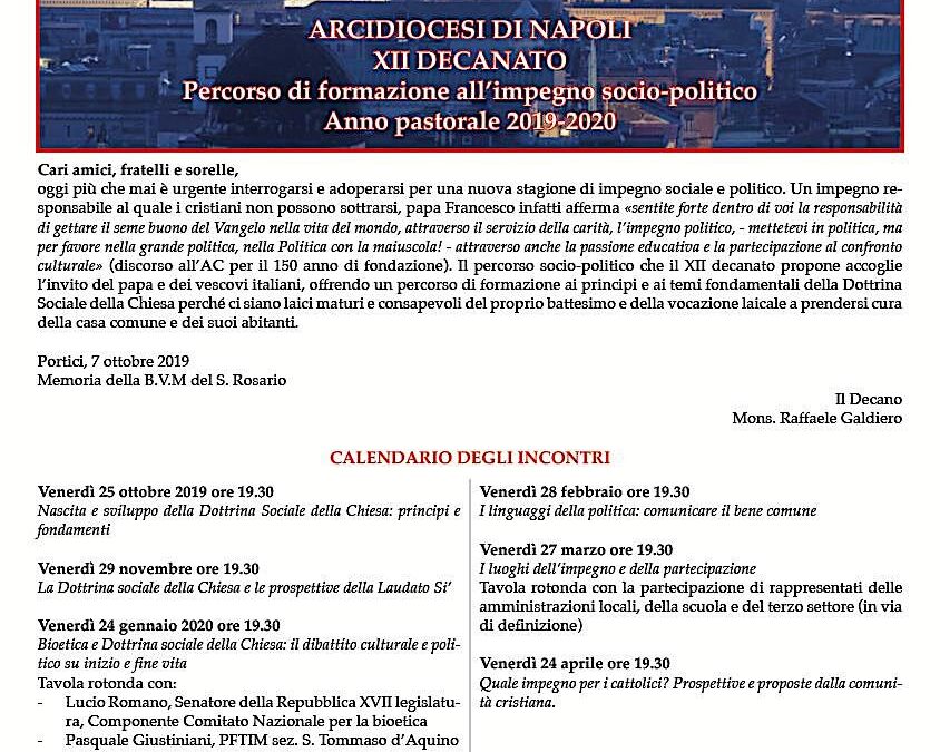 Portici 24.1.2020 | Bioetica e Dottrina sociale della Chiesa: il dibattito culturale  e politico su inizio e fine vita