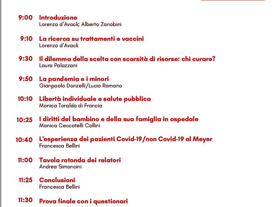 Webinar Meyer Firenze 21.10.2020 | La pandemia Covid-19 e discussioni bioetiche