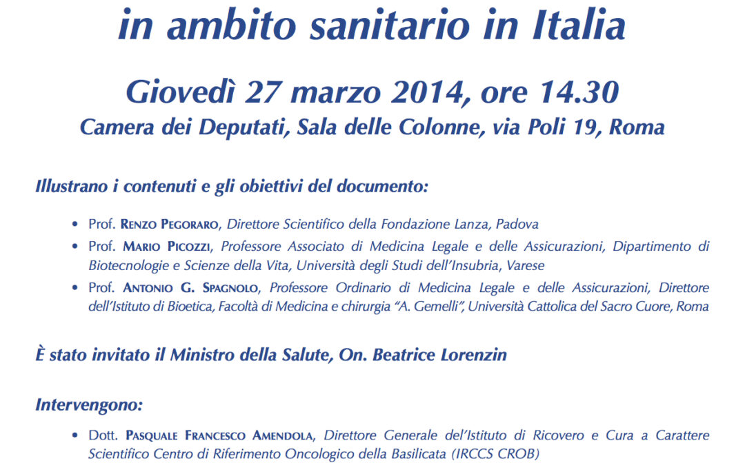 Roma 27.3.2014 | la consulenza etica in ambito sanitario in Italia