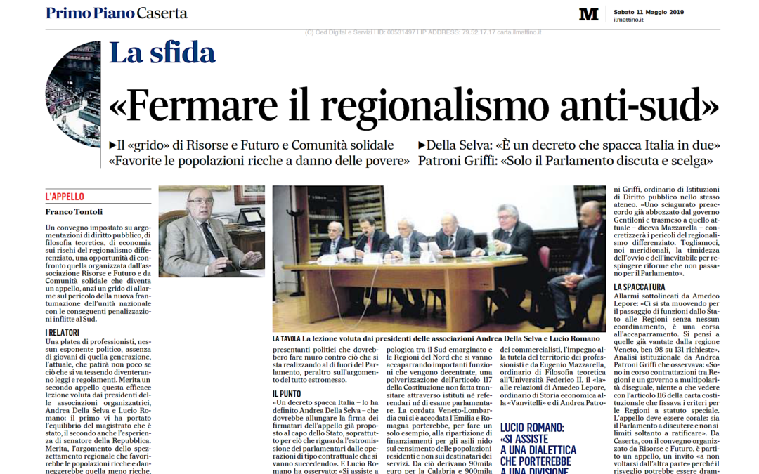 Il Mattino 11.5.2019 | Fermare il regionalismo anti-sud