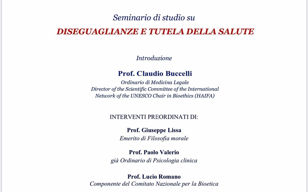 Napoli 21.10.2109 | World Bioethics Day. Diseguaglianze e tutela della salute.