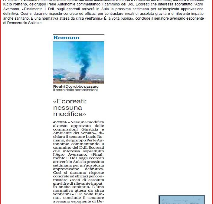 Il Mattino 14.05.2015 | Ecoreati: nessuna modifica