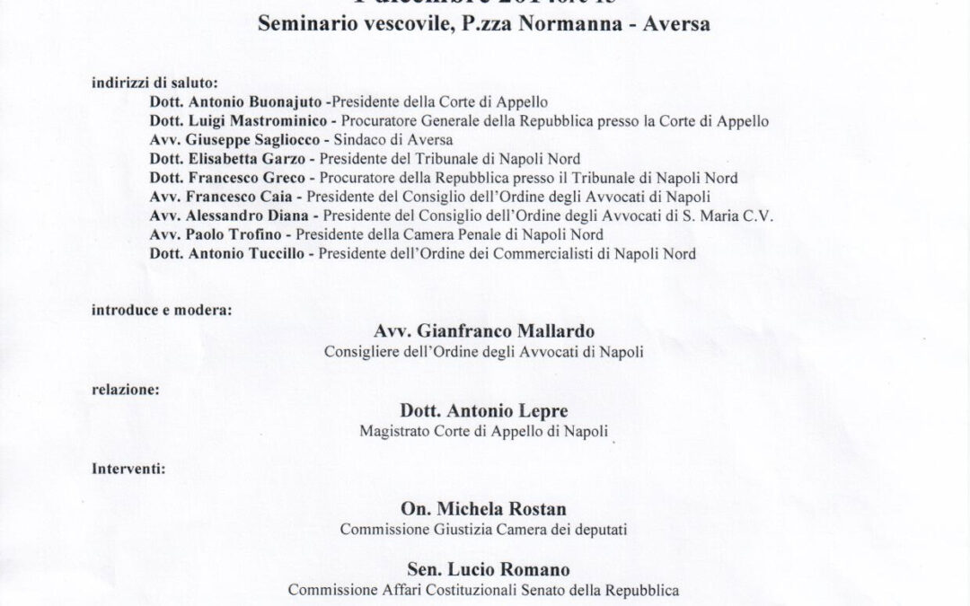 Aversa 1.12.2014 | Giurisdizione e Amministrazione. Proposte di riforma