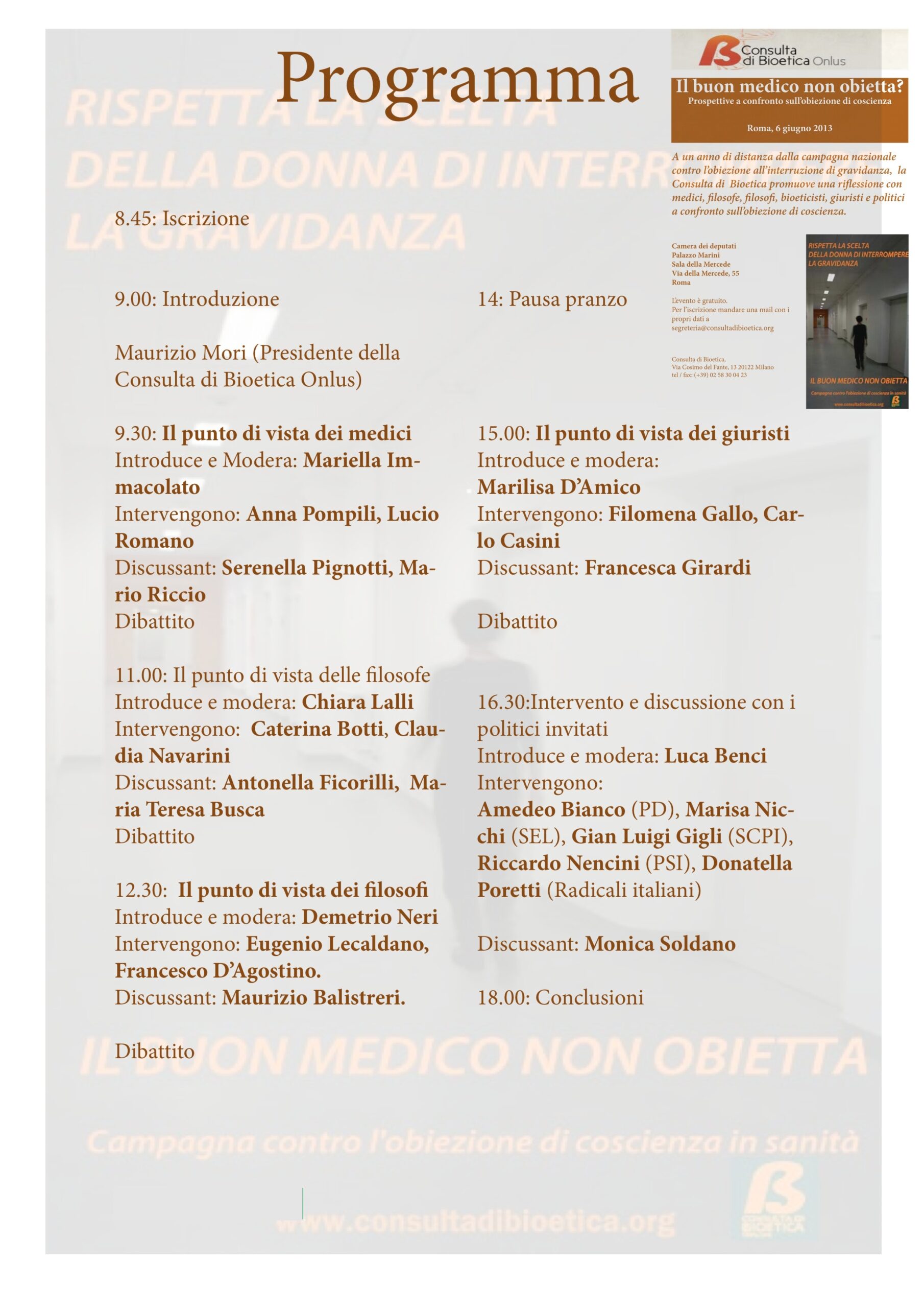 Roma 06.6.2013 | Il buon medico non obietta?