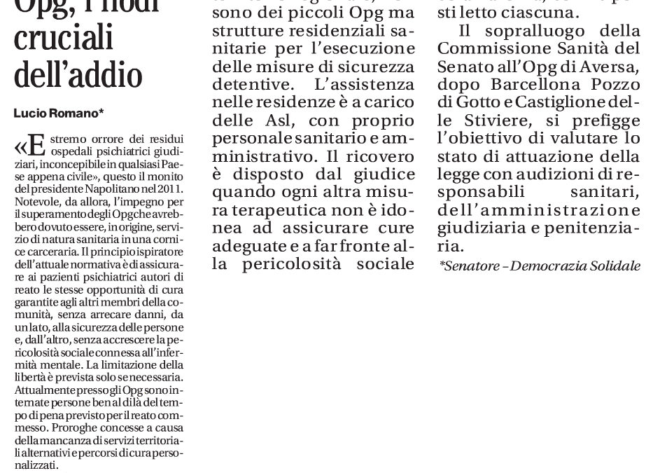 Il Mattino 21.3.2015 | Opg, i nodi cruciali dell’addio