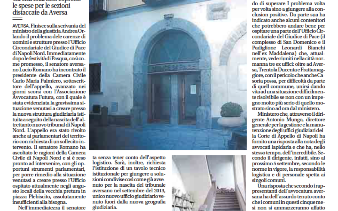 Il Mattino 9.4.2015 | “Giudice di Pace in tilt, Comuni inerti.”