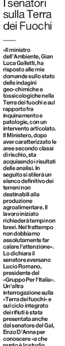 Il Mattino 3.10.2014 | I Senatori sulla Terra dei Fuochi