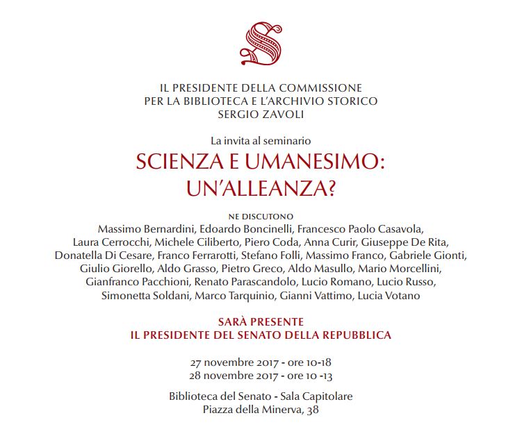 Roma 27-28 Novembre 2017 | Scienza e Umanesimo: un’alleanza?