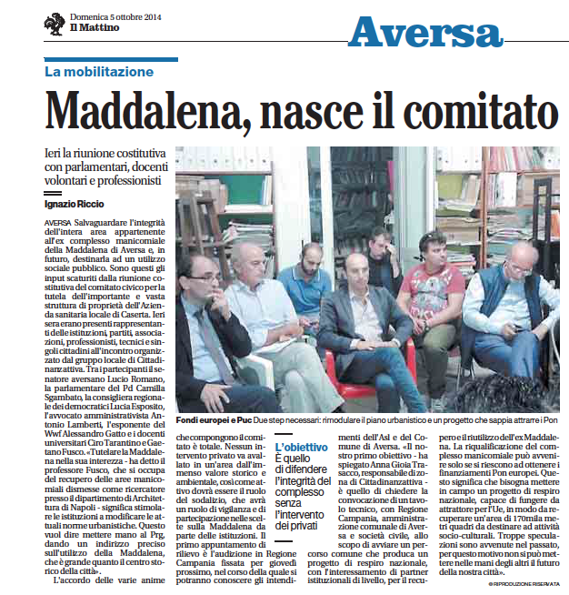 Il Mattino 5.10.2014 | Maddalena, nasce il comitato